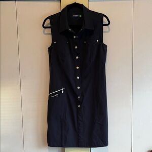 Daily Sports Black Sleeveless Button-Front Polo Dress